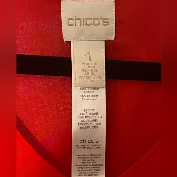 CHICOS High Low Woven Top Women’s Size Small, Red NWOT Button Roll Sleeves - Picture 9 of 14